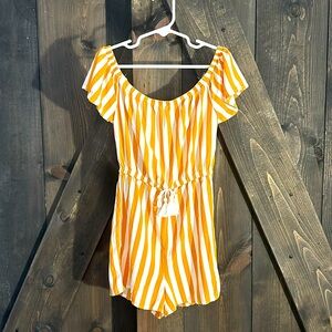 Carters yellow and white striped romper